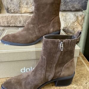 Dolce Vita Bryson Women Size 8 Ankle Boots Cocoa Suede Brown New In Box